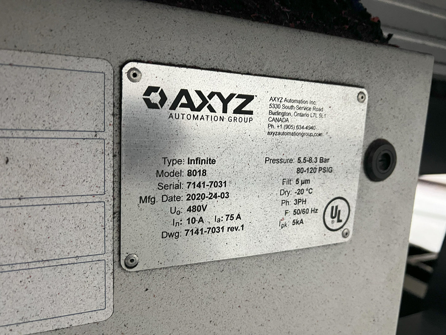 AXYZ CNC ROUTER 8018 ATC (S/N 7141-7031)